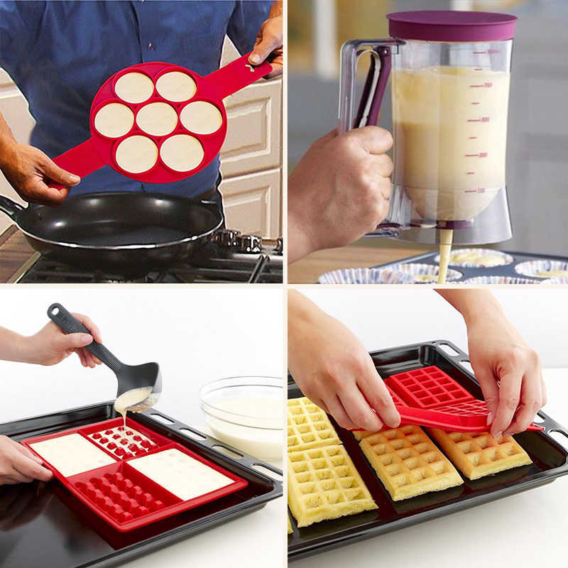 The Pancake Flipper, Waffle Mold and Easy Batter Dispenser Set
