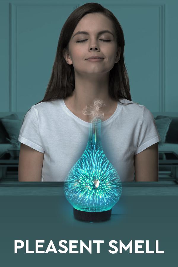 Light 3D Glass Vase Aromatherapy Essential Oil Aroma Diffuser