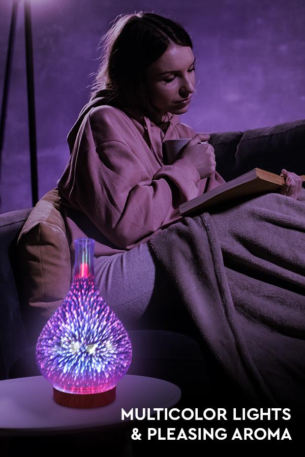 Light 3D Glass Vase Aromatherapy Essential Oil Aroma Diffuser