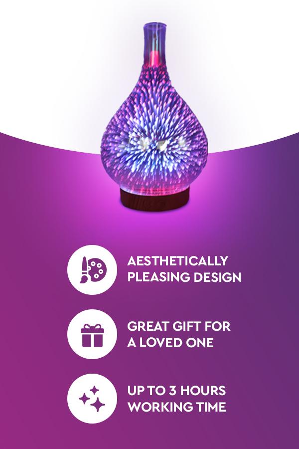 Light 3D Glass Vase Aromatherapy Essential Oil Aroma Diffuser