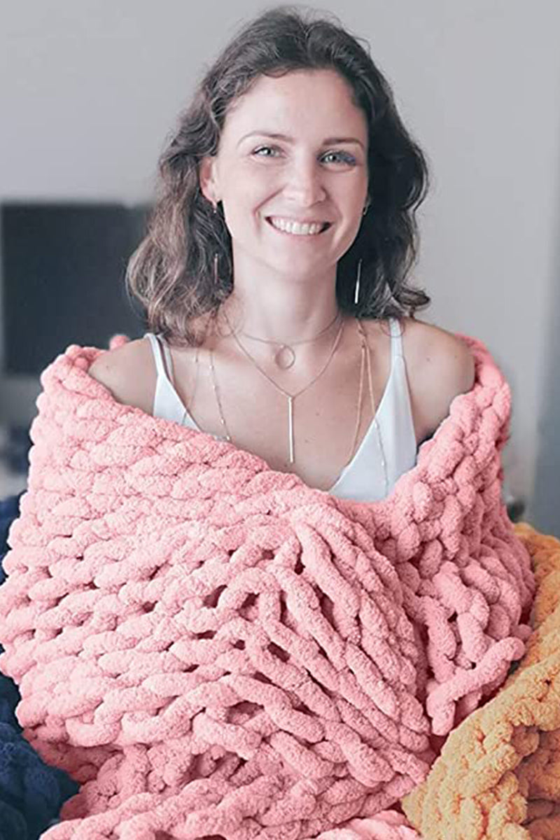 Chunky Hand Knitted Throw Blanket