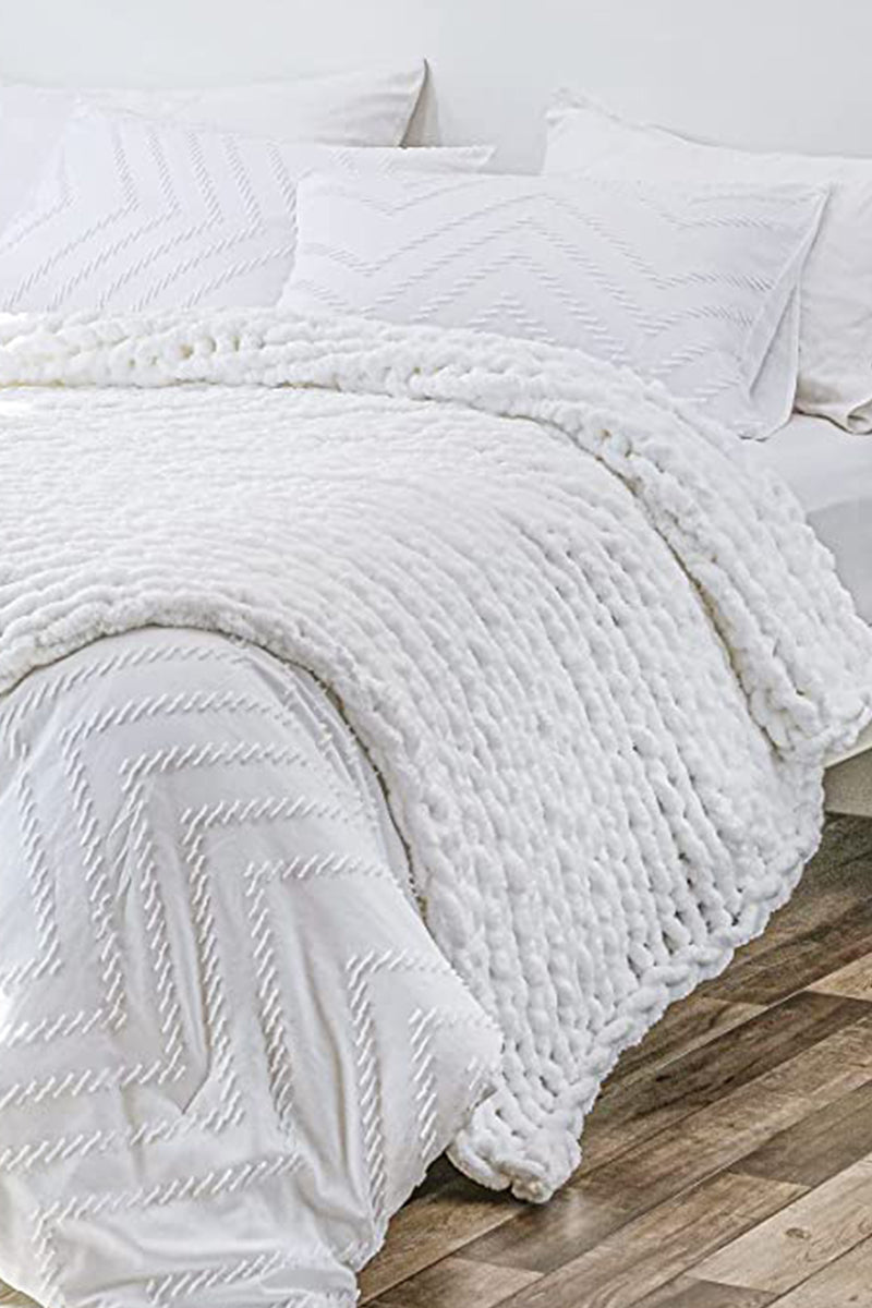Chunky Hand Knitted Throw Blanket