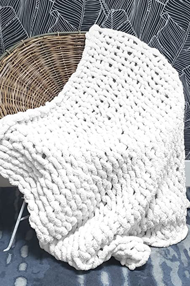 Chunky Hand Knitted Throw Blanket