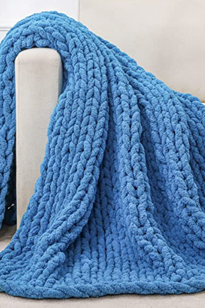 Chunky Hand Knitted Throw Blanket