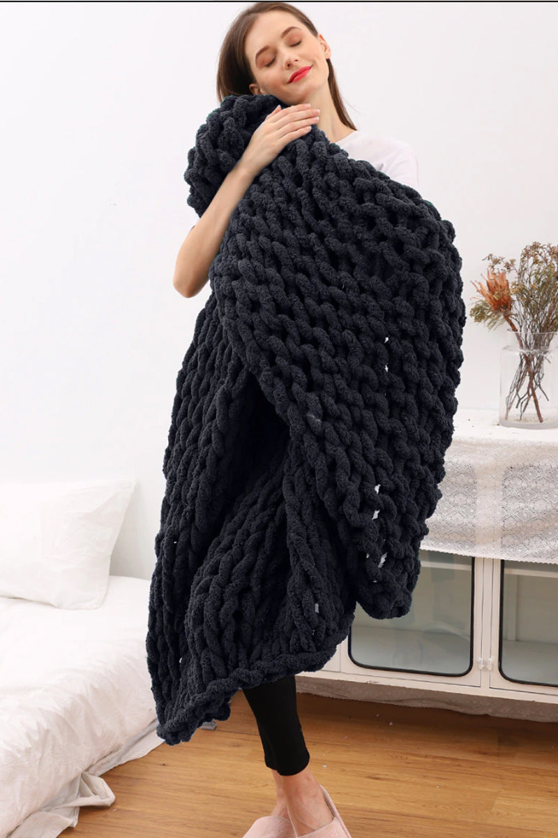 Chunky Hand Knitted Throw Blanket