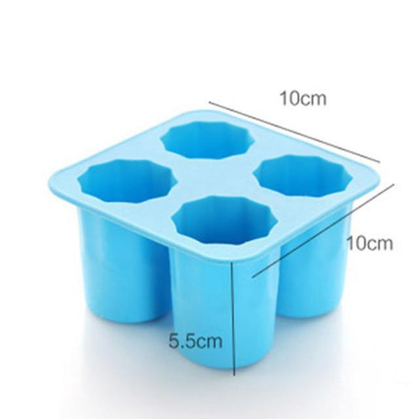 ATB 2 x Round Ice Shot Glasses Cube Tray 4 Cup Plastic Mold Cool Jello Party Drinks